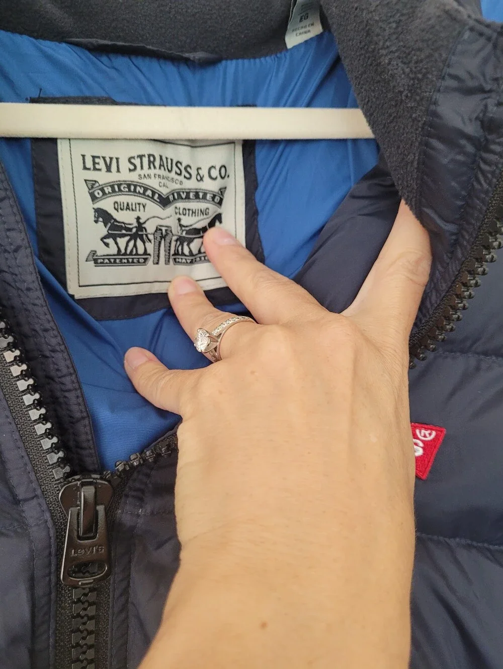Levi's Navy Quilted Puffer Jacket with Badge